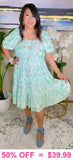 Beautiful Mint & White Satin crinkle tiered dress