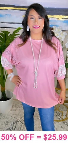 Light Pink floral dolman sleeve top