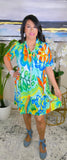 Bright Colorful print v-neck dress