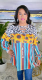 Leopard, Sunflower, Serape long sleeve top