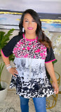 Pink Leopard, Western scene, cow print top