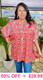 Coral Paisley poncho -LOOSE FIT-One Size*