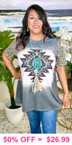 Tribal & TQ Concho Graphic tee with leopard sleeves