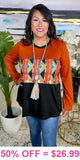 Rust, Tribal, color block top