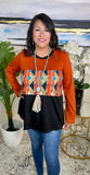 Rust, Tribal, color block top