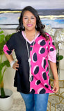 Half Pink Leopard Half Black top