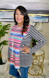 Serape Top with striped long sleeves