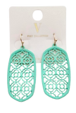 Mint lattice cutout oval earrings