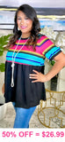 Colorful Stripe, Black baby doll top