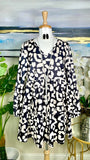 Black & Ivory leopard long sleeve dress