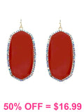 Rusty Red Oval earrings with bling trim