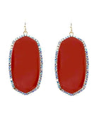 Rusty Red Oval earrings with bling trim