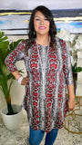 Grey & Red Snake Scoop Tunic