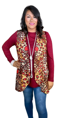 Red & Tan Leopard Vest