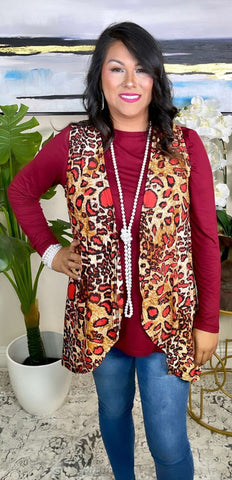 Red & Tan Leopard Vest