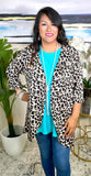 Beige Leopard Drape Front Cardigan