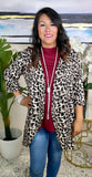 Beige Leopard Drape Front Cardigan