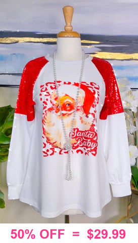 Santa Baby red sequin long sleeve top