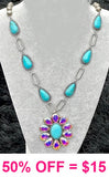 *Bling & Turquoise concho pendant necklace