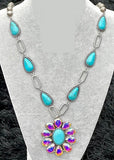 Bling & Turquoise concho pendant necklace