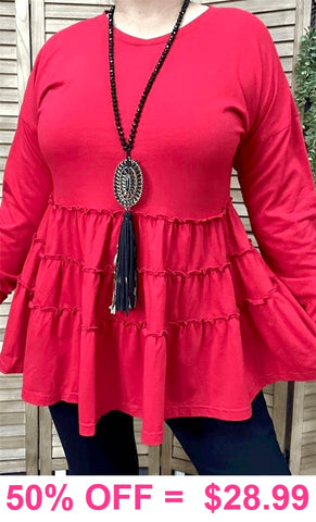 Red Ruffle baby doll top