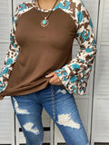 Brown Top with Western Bell Sleeves