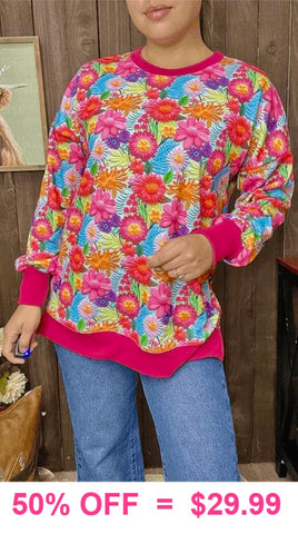 Colorful Flower print sweater