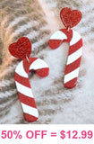 Glitter Candy Cane acrylic earrings