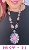 Bling & Light Pink concho pendant necklace