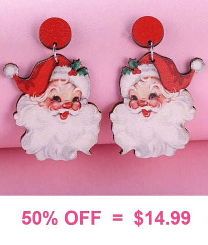 Red Santa wooden earrings