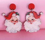 Red Santa wooden earrings