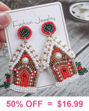 Beautiful Beaded Gingerbread house earrings