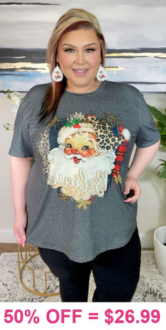 BELIEVE Vintage Leopard Santa top