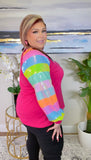 MERRY Pink top sequin stripe sleeves