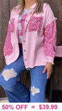 Pink Jacket with sequin sleeves