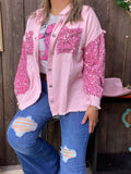 Pink Jacket with sequin sleeves