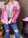 Pink Jacket with sequin sleeves