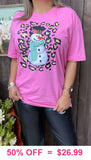 Snowman Pink graphic tee