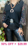 Black Top with sequin sleeves