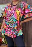 TOP SELLER Colorful Leopard ruffle sleeve top