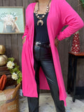 Pink solid duster cardigan