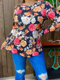 Floral print long sleeve top