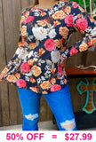 Floral print long sleeve top