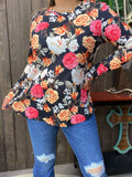 Floral print long sleeve top