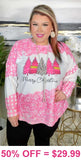 Pink Merry Christmas Tree long sleeve