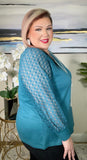 Teal top lace sleeves