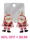 Pink Bling Santa earrings