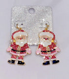 Pink Bling Santa earrings