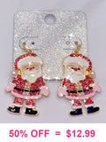 Pink Bling Santa earrings