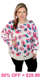 Pink & Blue leopard print ivory sweatshirt